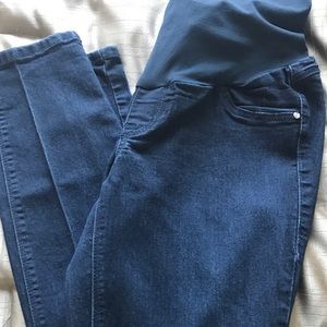 Straight leg dark wash maternity jeans